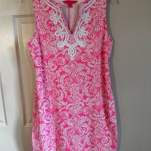 Lilly Pulitzer Pink and White Embroidered Dress